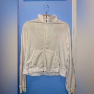 White Velvet Zip up Jacket